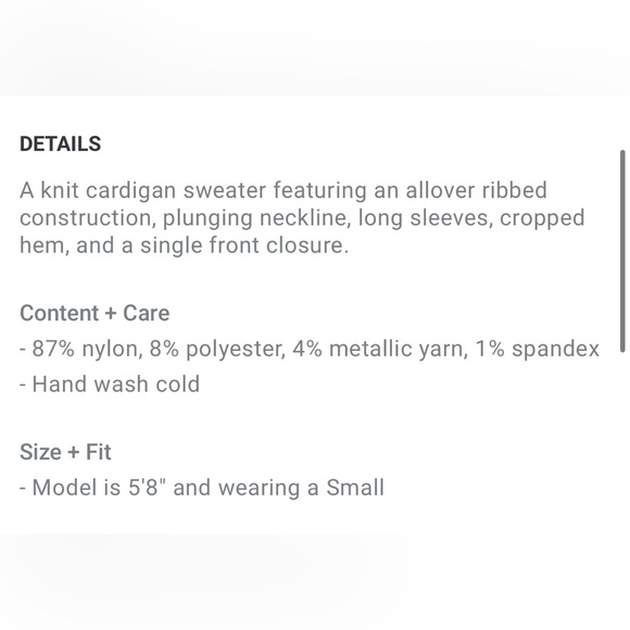 FOREVER21 NWT Beige Sparkly Ribbed Cropped Cardigan Knit Sweater Shrug Shirt S - Picture 16 of 16